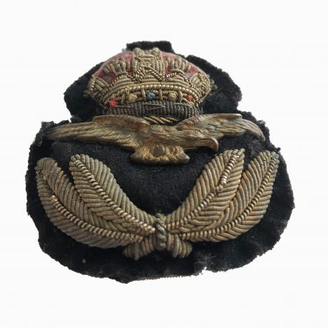 WW2 RAF Kings Crown Officers Bullion Hat Badge