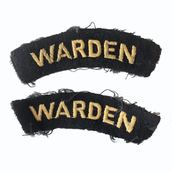 WW2 Home Front - Matching Pair of Warden's Shoulder Titles Pair