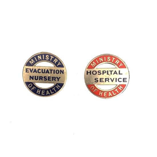 WW2 Home Front - Evacuation Nursery & Hospital Service Badges
