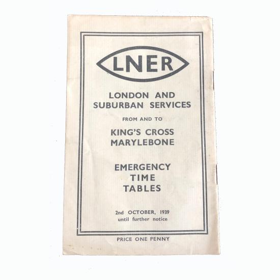 WW2 Home Front - LNER Emergency Time Table 1939