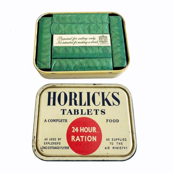 20th Century Militaria | WW2 RAF Horlicks Ration Tin - Full Contents