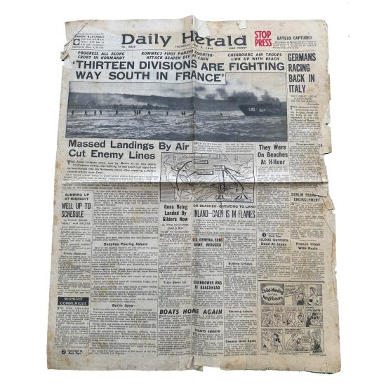 WW2 Daily Herald June 8th 1944 - Normandy
