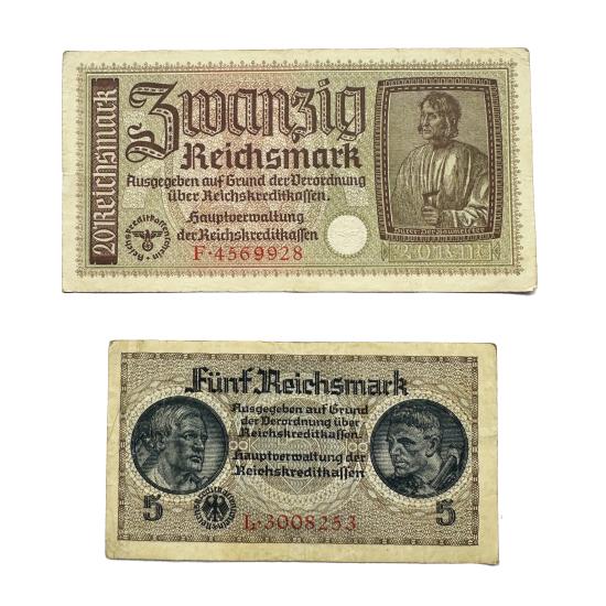 WW2 Two x German Third Reich Bank Notes