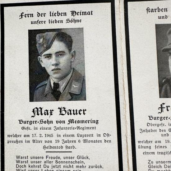 WW2 German Death Card - Brothers